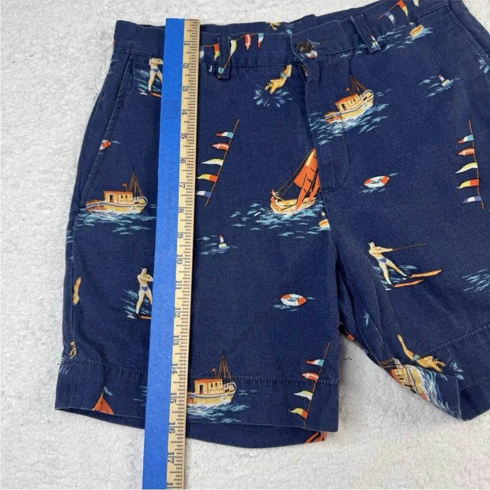Polo Ralph Lauren Linen Blend Nautical‎ Shorts Blue Boats Size 29 Sailing